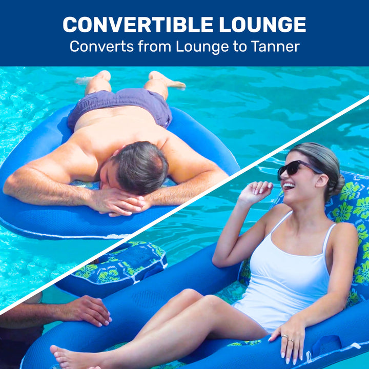 Aqua Campania Ultimate 2-in-1 Pool Float Lounge – Extra Large – Inflatable Pool Floats for Adults with Adjustable Backrest & Cupholder Caddy – Multiple Colors/Styles Aqua Royal Campania 2-in-1 Recliner