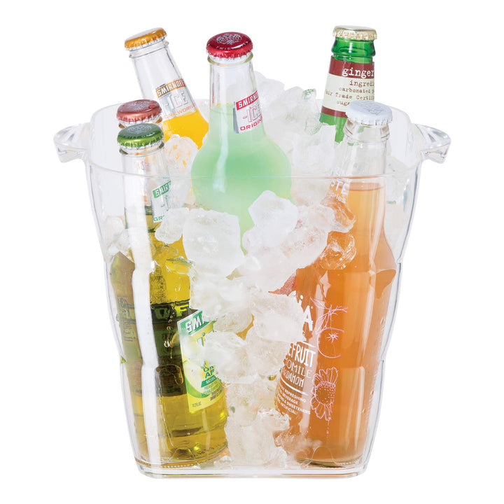 OGGI Acrylic Square Ice Bucket - Clear Beverage Cooler w/Handles, Wine Cooler, Beer Chiller, Ideal Drink Buckets for Parties, Use Ice Tub for Indoor or Outdoor Bars, 8˝ x 8˝ Square Ice Tub 8-Inch by 8-Inch