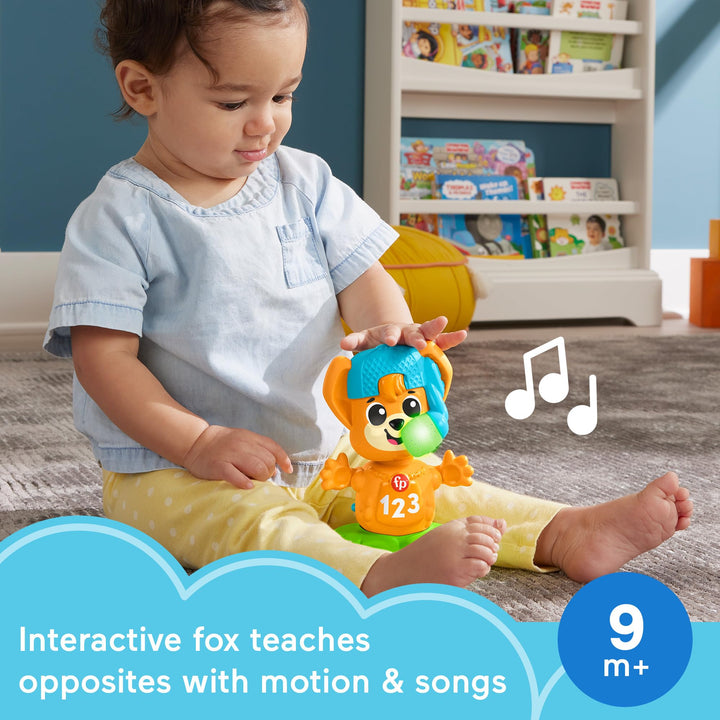 Fisher-Price Baby Learning Toy Link Squad Opposites Fox with Music & Lights for Ages 9+ Months, Compatible Only with Link Squad Items