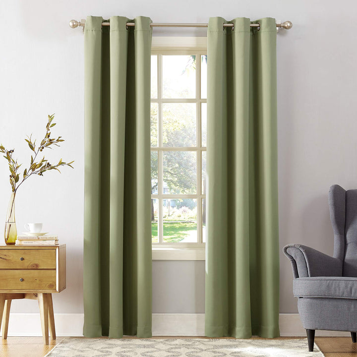 Sun Zero Easton Energy Saving Blackout Grommet Curtain Panel, 40" x 54", Sage Green 40" x 54"