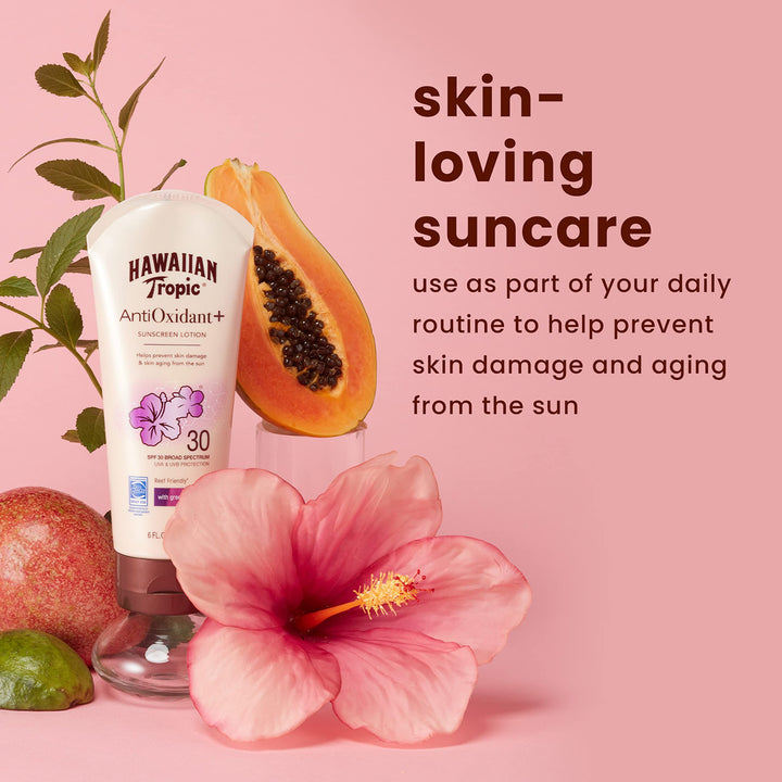 Hawaiian Tropic Skin Defense Sunscreen Lotion SPF 30, 6oz | SPF 30 Sunscreen Lotion with Green Tea Extract, Sunscreen Body Lotion, Oxybenzone Free Sunscreen, 6oz 6 Fl Oz (Pack of 1)