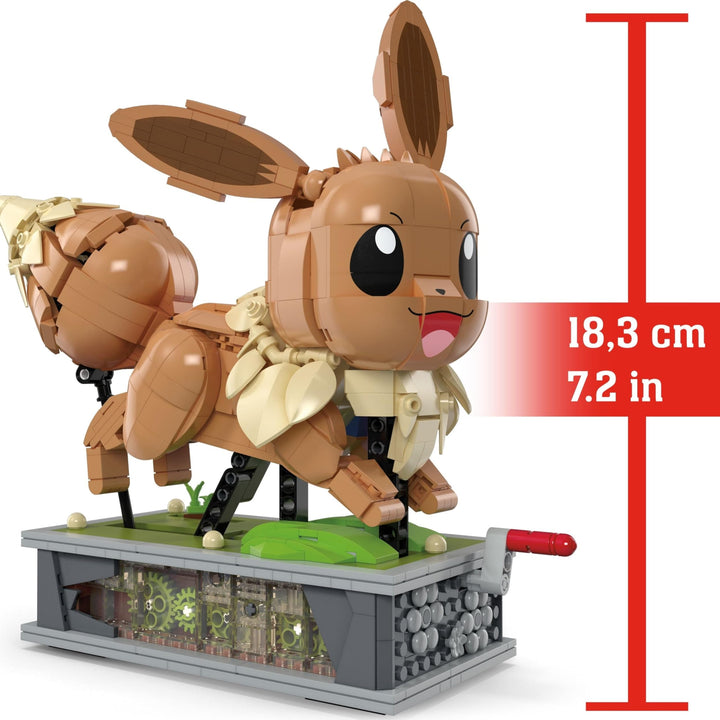 Mega Pokémon Action Figure Building Set, Motion Eevee with 1366 Pieces, Turn Crank for Running Movement, Build & Display Toy for Collectors