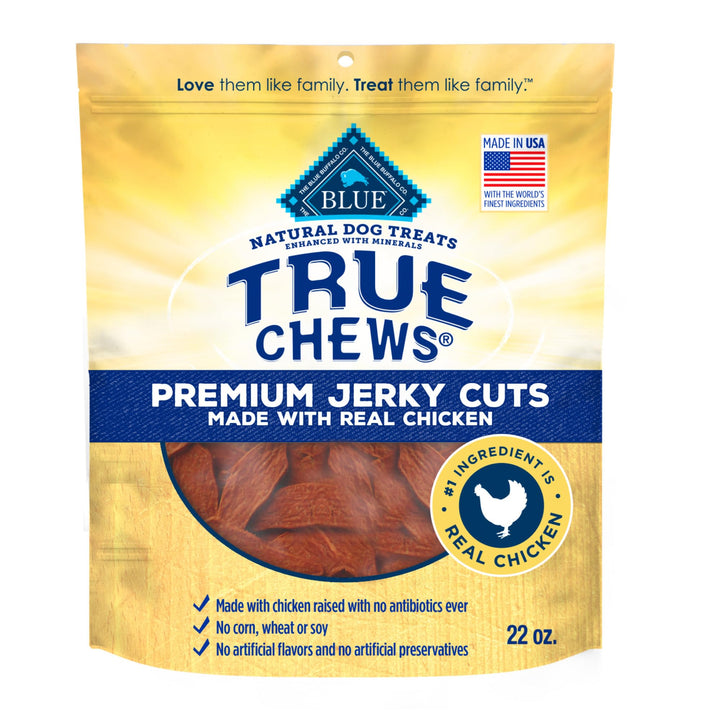 Blue Buffalo True Chews Premium Jerky Cuts Dog Treats, Made in the USA with Natural Ingredients, Chicken, 22-oz. Bag 1.38 Pound (Pack of 1)