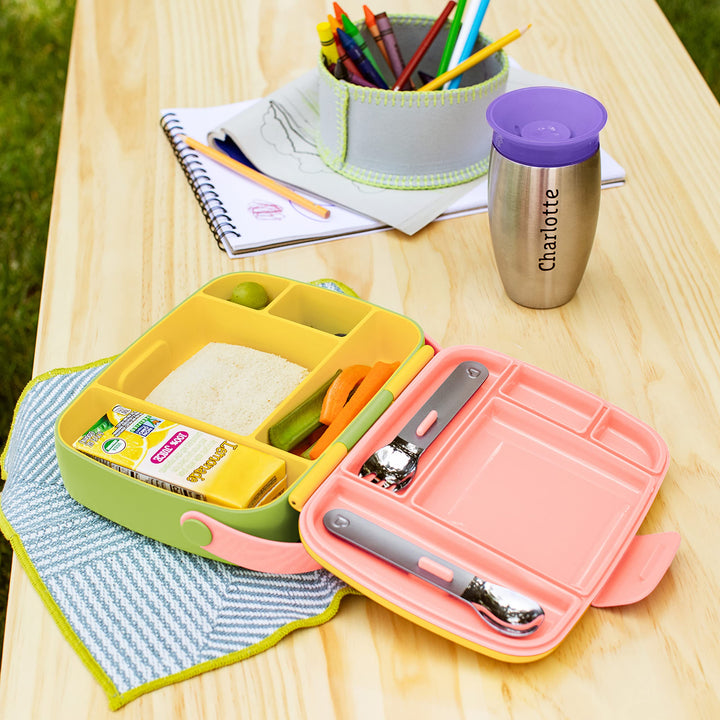 Munchkin® Lunch™ Bento Box for Kids, Includes Utensils, Yellow Solid