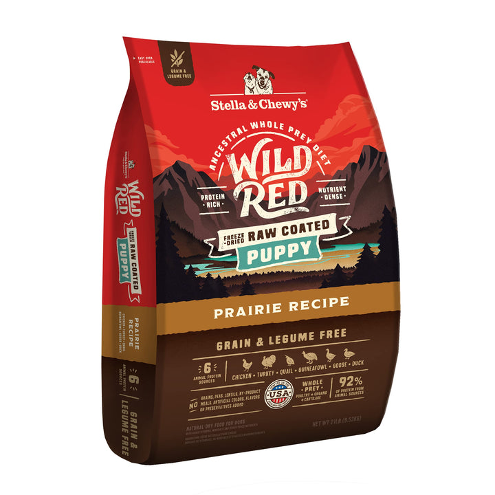 Stella & Chewy's Wild Red Dry Dog Food Raw Coated High Protein Grain & Legume Free Puppy Prairie Recipe, 21 lb. Bag Grain-Free 21 Pound (Pack of 1)