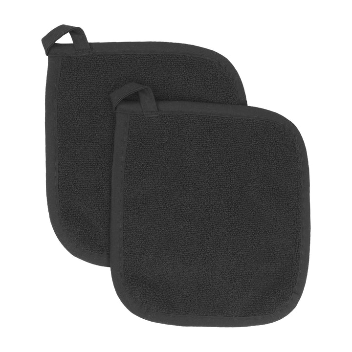 100% Cotton Terry Pot Holders For Kitchen, 2-Pack, 8.5"x8.25" Black RITZ Royale Pot Holder -- 2 pk