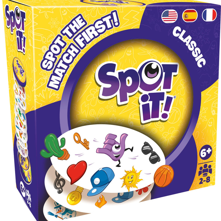 Zygomatic Spot It! Classic Card Game (2024 Refresh) - Eco-Sleeve Edition, 5-in-1 Visual Perception Game for Quick Reflexes and Family Fun, Ages 6+, 2-8 Players, 10 Minute Playtime, Made New Edition