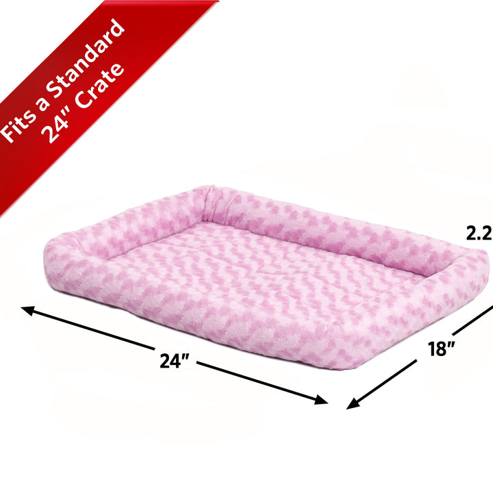 MidWest Homes for Pets Bolster Dog Bed 24L-Inch Pink Dog Bed or Cat Bed w/ Comfortable Bolster | Ideal for "Small" Dog Breeds & Fits a 24-Inch Dog Crate | Easy Maintenance Machine Wash & Dry