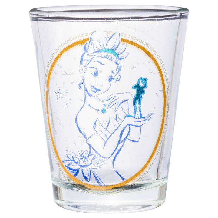 Silver Buffalo Disney Princess Frames 4-Pack Mini Glass Set, 1.5 Ounces