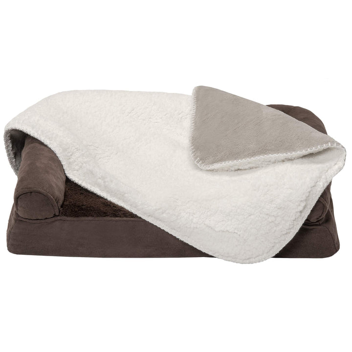 Furhaven Waterproof & Self-Warming Throw Blanket for Dogs & Indoor Cats, Washable & Reflects Body Heat - Terry & Sherpa Dog Blanket - Dove, Small Blanket - Terry & Sherpa (Dove) 30.0"L x 20.0"W x 0.5"Th Self-Warming & Waterproof