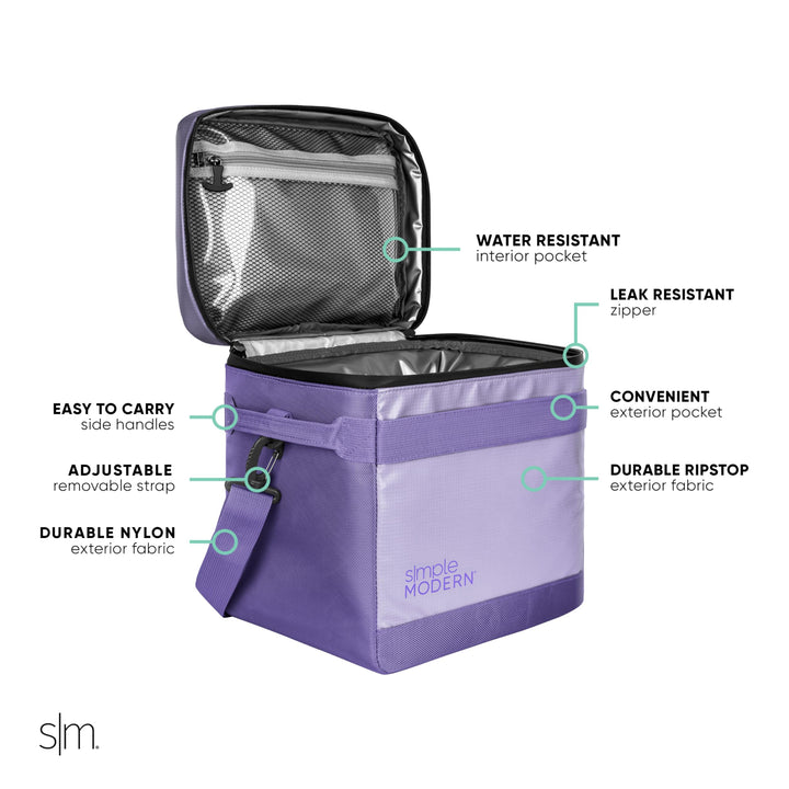 Simple Modern Day Cooler Polyester ice chest Electric Lavender 12 Cans