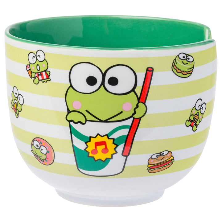 Silver Buffalo Sanrio Hello Kitty and Friends Keroppi Foodie Icons Ceramic Ramen Noodle Rice Bowl with Chopsticks, Microwave Safe, 20 Ounces Cartoon