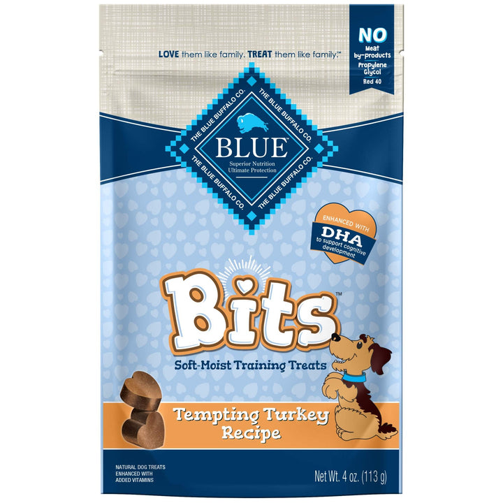 Blue Buffalo Bits Soft Dog Treats for Training, Made with Natural Ingredients & Enhanced with DHA, Savory Salmon Recipe, 4-oz. Bag 4 Ounce (Pack of 1)