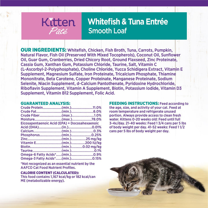 Wellness Complete Health Grain-Free Wet Canned Kitten Food, Natural Ingredients, Made with Real Meat, All Breeds, Smooth Pate (Kitten, Whitefish, 5.5-Ounce Can, Pack of 24) Whitefish & Tuna 5.5 Ounce (Pack of 24)