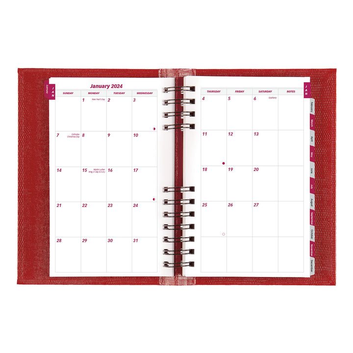 Brownline 2024 CoilPro Daily/Monthly Planner, Appointment Book, 12 Months, January to December, Twin-Wire Binding, 8" x 5", Bright Red (CB634C.RED-24)