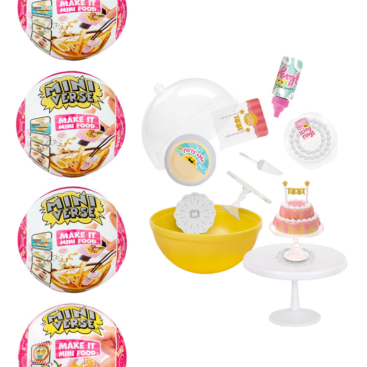 MGA's Miniverse Make It Mini Food Diner Series 2 Pastry Shop Bundle (4 Pack) Mini Collectibles, Blind Packaging, DIY, Resin Play, Replica Food, NOT Edible, Collectors, 8+