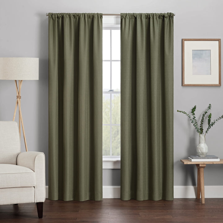 Eclipse Kendall Modern Blackout Thermal Rod Pocket Window Curtain for Bedroom or Living Room (1 Panel), 42 X 63, Artichoke