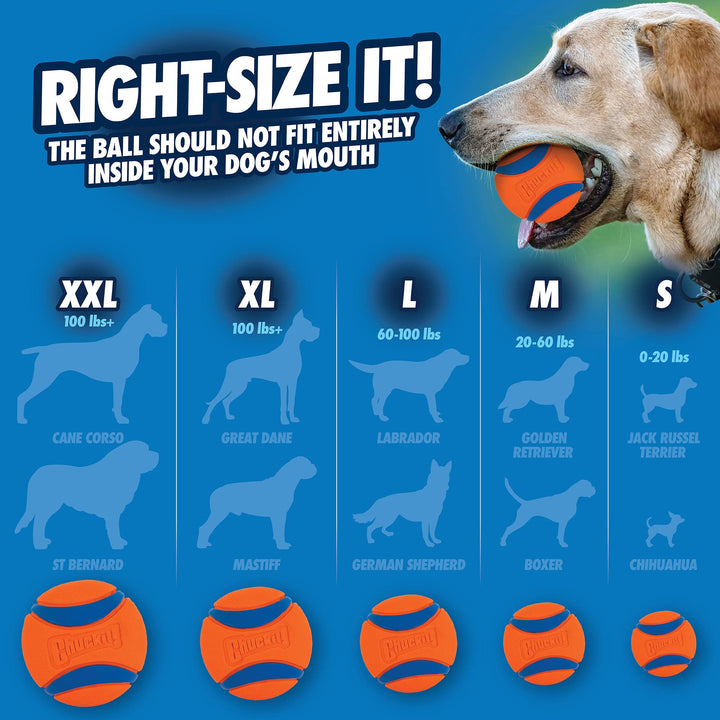 Chuckit Ultra Ball Dog Toy, XXL (4 Inch Diameter), Pack of 1, for breeds 100+ lbs XXL (4" Ball) Ball(s) Only