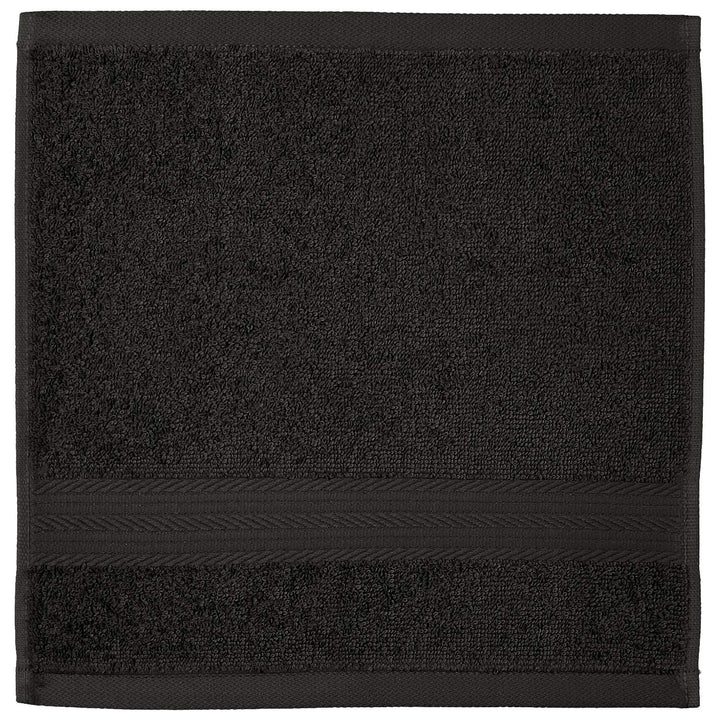 Basics - 12 Piece Fade Resistant Washcloth, 100% Cotton, Black, 12" x 12" Washcloth (Pack of 12)