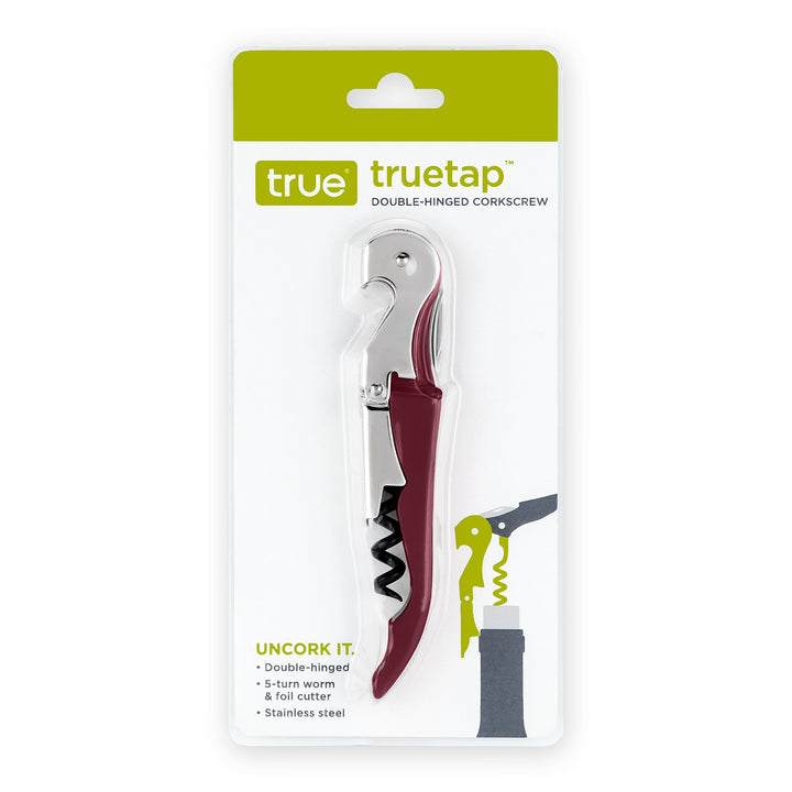 True Brands TrueTap Double Hinged Waiters Corkscrew, Top-notch Stainless Steel Opener with Foil Cutter Built to Last Wine Key Gold, Set of 1