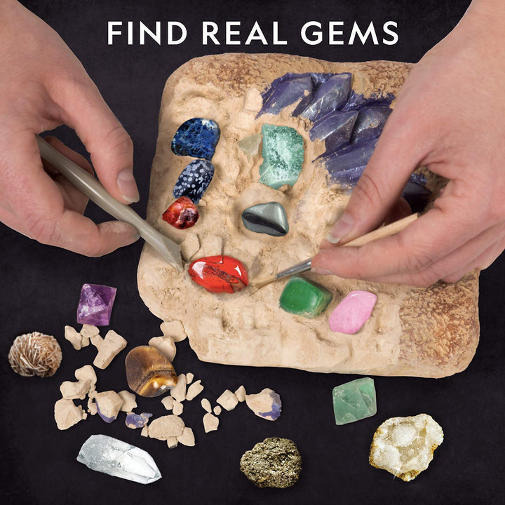 Mega Dig Kit - Dig Up 15 Real Gemstones and Crystals, Science Kit for Kids, Gift for Girls and Boys