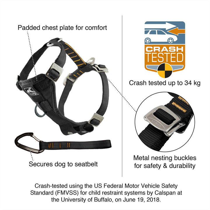 Kurgo Dog Harness | Car Harness for Dogs | Extra Small | Black | Pet Safety Seat Belt | Certified Crash Tested Harness | Car Seatbelt | Tru-Fit Enhanced Strength Style X-Small