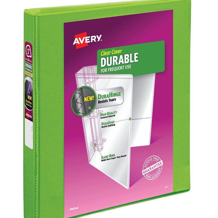 Avery Durable View 3 Ring Binder, 1 Inch Slant Rings, 1 Green Binder (17832) 1" 1 pack