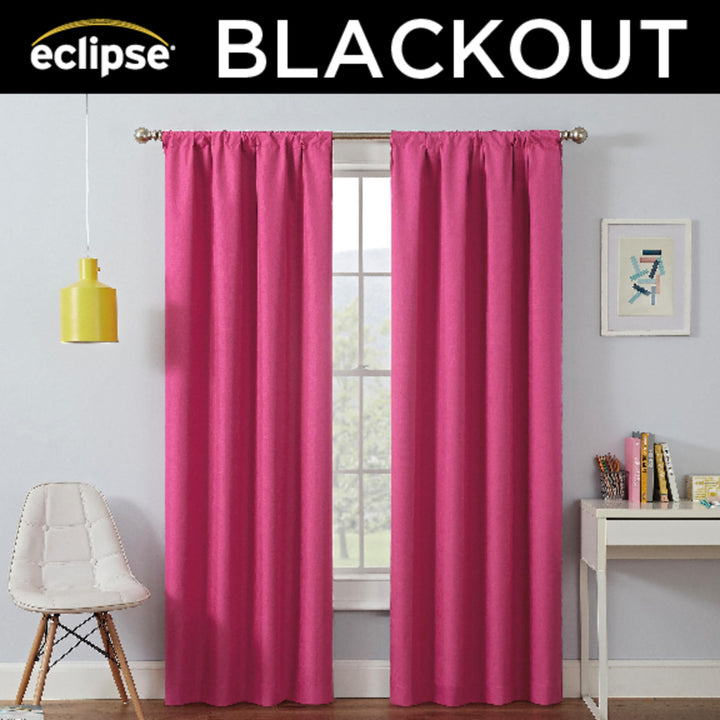 Eclipse Kendall Blackout Curtain, Thermal Insulated Grommet Window Panel, Noise Reducing Curtains for Bedroom, Living Room or Nursery, (1 Panel), 54 in Long x 42 in Wide, Raspberry 42"W x 54"L (Pack of 1)