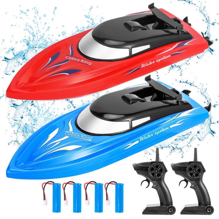 2Pack RC Boat,20+/10+MPH Remote Control Boats with LED Light for Kids and Adults,2.4G High Speed Remote Control Boats, Fast RC Boats for Pools and Lakes,4 Rechargeable Battery Pool Toys for Kids