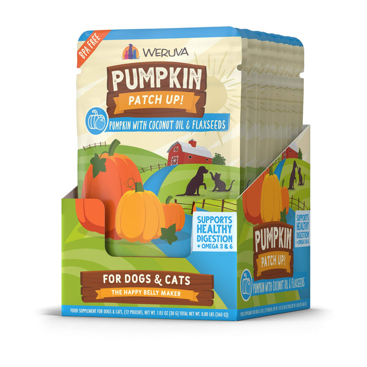 Weruva Pumpkin Patch Up! Pumpkin Pouches for Dogs & Cats Pumpkin with Coconut Oil & Flaxseeds 1.05 Ounce (Pack of 12)