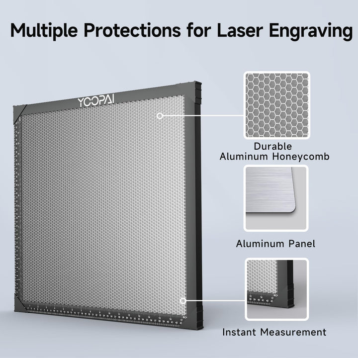 YOOPAI Honeycomb Laser Bed 500x500mm Honeycomb Working Table with Aluminum Panel for Laser Cutter Engraver Accessories, Desktop Protection, Fast Heat and Smoke Dissipation 19.7"x19.7" 500*500mm