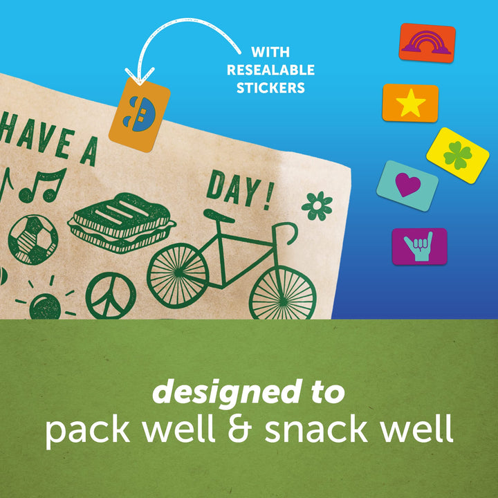 Ziploc Paper Sandwich and Snack Bags, Recyclable & Sealable with Fun Designs, 50 Count