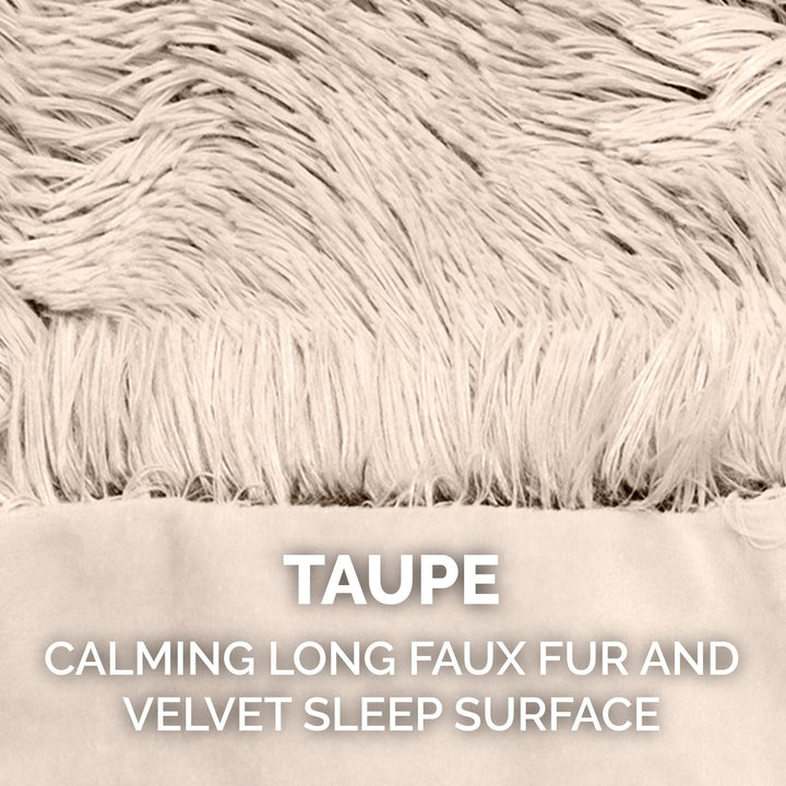 Furhaven Waterproof Throw Blanket for Dogs & Indoor Cats, Washable - Shaggy Plush Calming Long Faux Fur & Velvet Dog Blanket - Taupe, Large