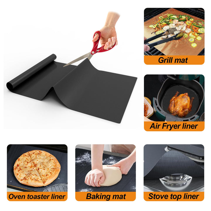 UBeesize 75inch roll Large Oven Liners for Bottom of Oven BPA and PFOA Free,Thick Heavy Duty Non Stick Teflon Oven Mats for Electric, Gas, Toaster，Convection, Microwave Ovens and Grills Black 75inch Roll Liner