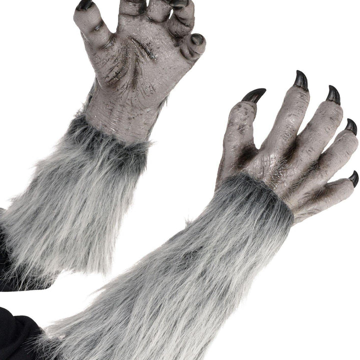 Amscan Gray Werewolf Gloves for Adults, Halloween Costume Accessory, One Size, 18", Latex