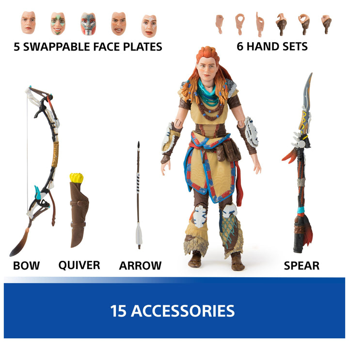 PlayStation Horizon Forbidden West, Deluxe 6” Aloy Action Figure with 15 Accessories, The Shapes Collection, for PS5 Fans & Collectors Ages 17+ 6" Aloy Figure