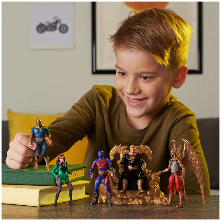 DC Comics, Black Adam and Justice Society Set, 4-inch Black Adam Toy Figures and Throne, Hawkman, Dr. Fate, Atom Smasher, Cyclone, Kids Toys for Boys and Girls Ages 3 and Up ( Exclusive)