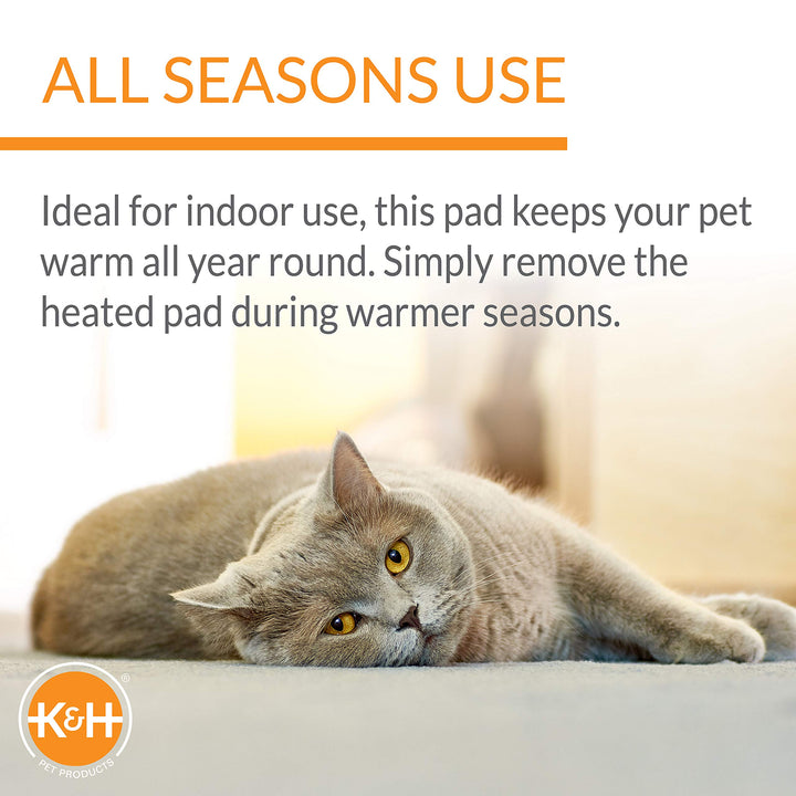 K&H Pet Products Heated Thermo-Kitty Mat, Indoor Heated Cat Bed, Pet Heat Pad for Indoor Cats and Small Dogs, Cat Heating Pad, Electric Thermal Warming Cat Bed Mat, Sage/Tan 12.5 X 25 Inches Pet Bed