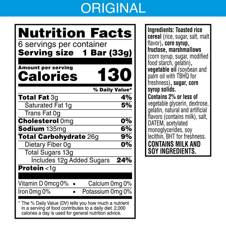 Rice Krispies Treats Homestyle Marshmallow Snack Bars, Kids Snacks, Lunch Snacks, Original, 27.9oz Box (24 Bars) 24 Count