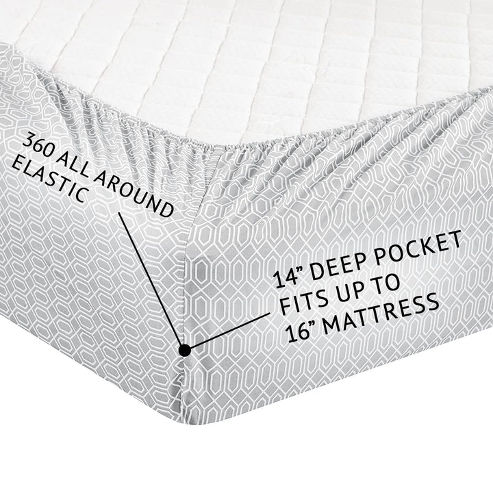 Comfort Spaces 100% Cotton Sheet Set Breathable, Lightweight, Soft with 14" Elastic Pocket Fits up to 16" Mattress, All Season Cozy Bedding, Matching Pillow Case, Queen Good Vibes 4 Piece