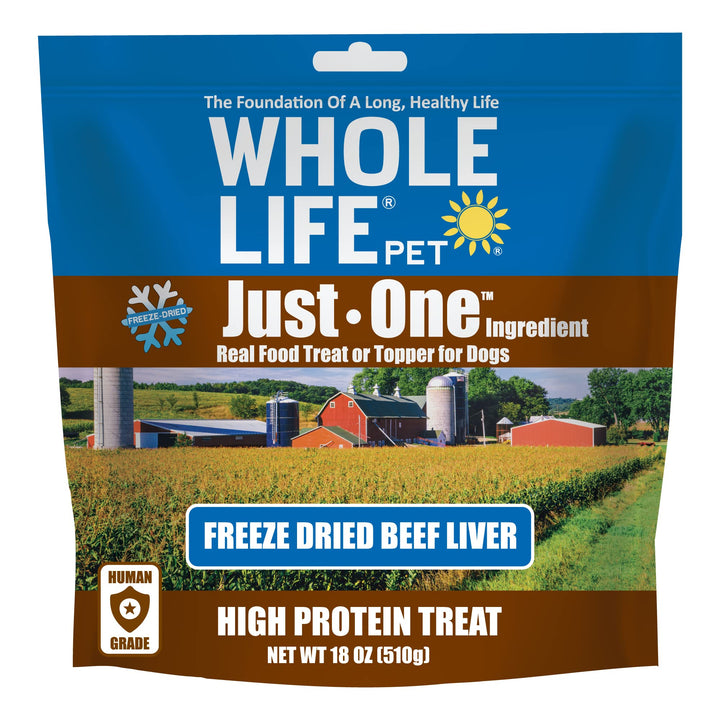 Whole Life Pet Just One Beef Liver Dog Treats Value Packs - Human Grade, Freeze Dried, One Ingredient - Training Or Reward, Grain Free, Made in The USA 1.13 Pound (Pack of 1)