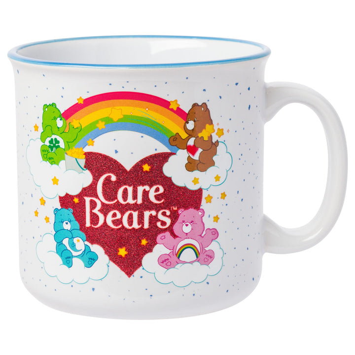 Silver Buffalo Care Bears Rainbow Glitter Heart Logo Ceramic Camper Mug, 20 Ounces