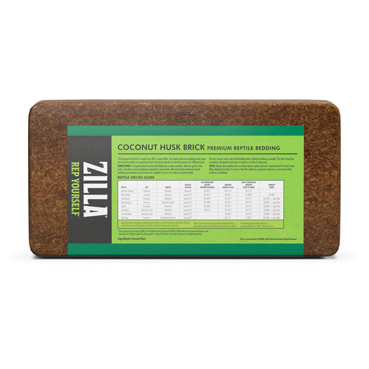 Zilla Coconut Husk Brick, Organic Bedding for Reptiles, Made with 100% Coconut Fiber, Ideal for Tropical Habitats and Egg Incubation