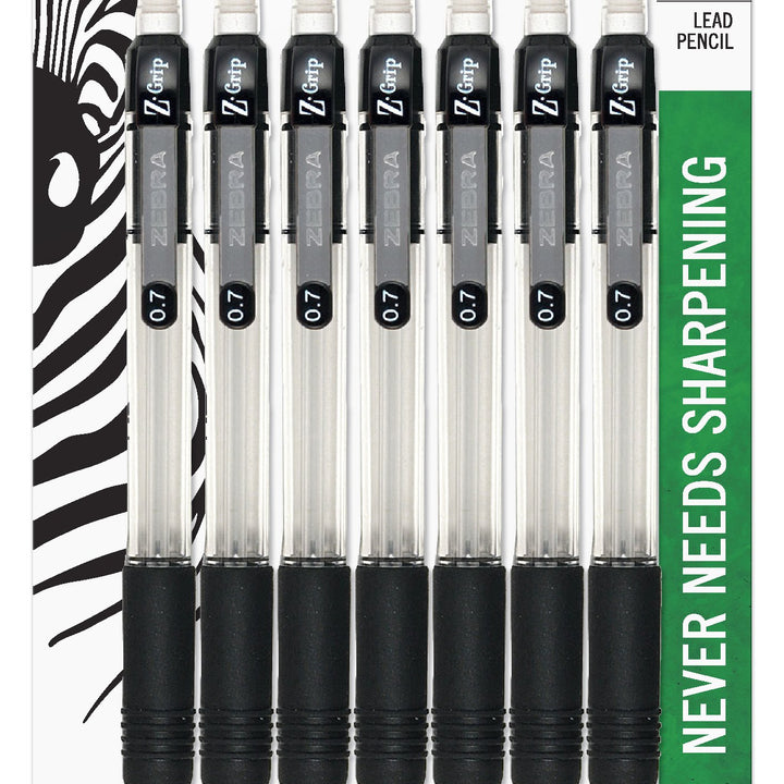 Zebra Pen Z-Grip Mechanical Pencil, 0.7mm Point Size, HB #2 Graphite, Black Grip, 7-Count 7 Count (Pack of 1)