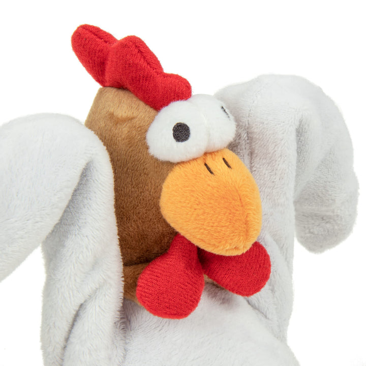 goDog Action Plush Chicken Animated Squeaky Dog Toy, Chew Guard Technology - White, One Size