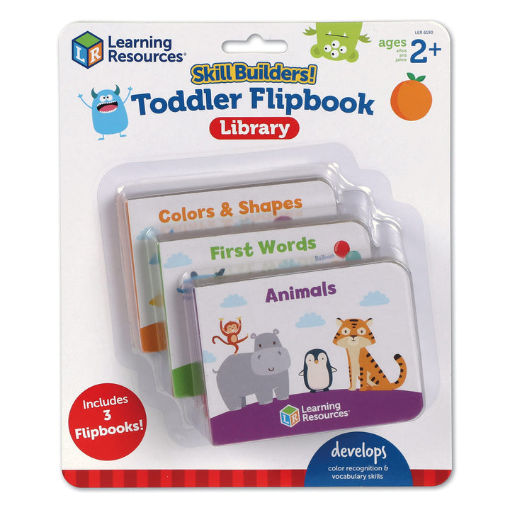 Learning Resources Skill Builders! Toddler Flipbook Library, 3 Pieces, Ages 2+, Educational Toys, Alphabet Learning, Toddler Learning Books, Toddler Activity Book,Back to School