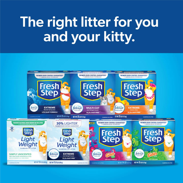 Fresh Step Clumping Cat Litter Multi-Cat Extra Strength Formula With Febreze Freshness, Multi Cat Litter With Ammonia Block Technology, 14 lb. Box