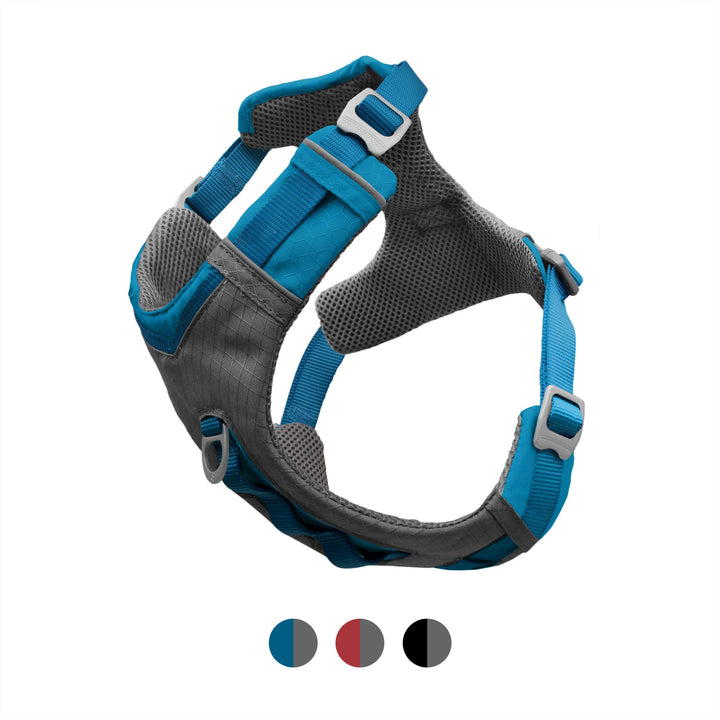 Kurgo K01933 Dog Harness for Large, Medium, & Active Dogs, Pet Hiking Harness for Running & Walking, Everyday Harnesses for Pets, Reflective, Journey Air, Blue/Grey 2018, Small