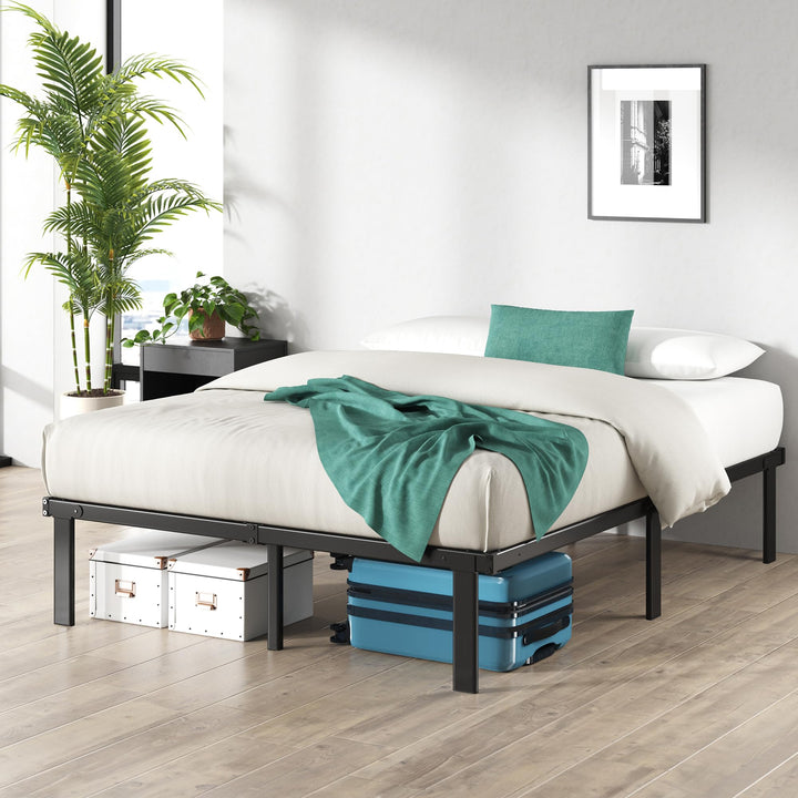 ZINUS Rumi 14in Easy SmartBase® Mattress Foundation, Sturdy Metal Bed Frame, No Box Spring Needed, Eco Friendly Packaging, Full Black Basic Assembly