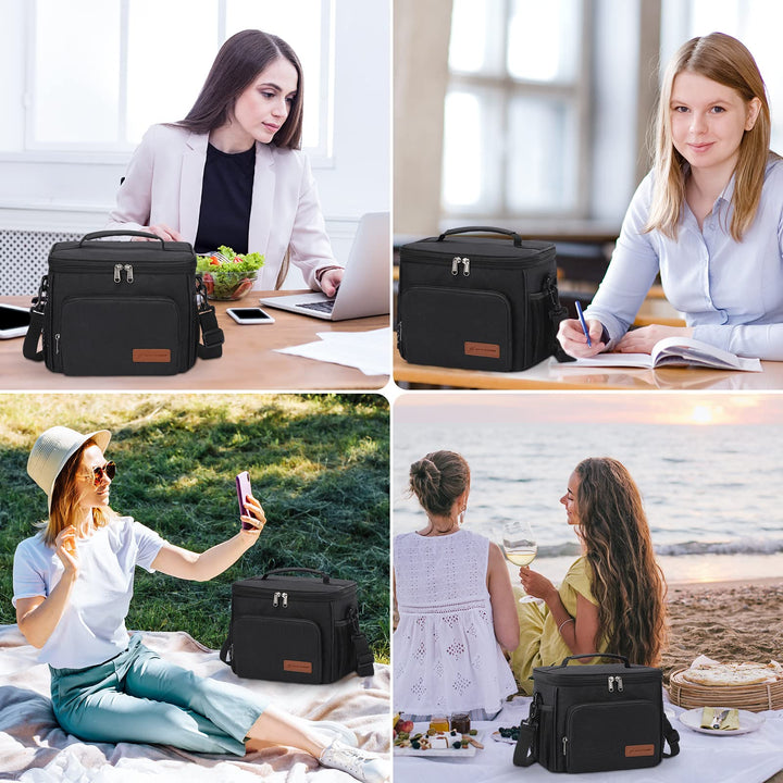 Maelstrom Lunch Box for Men,Insulated Lunch Bag Women/Men,Leakproof Lunch Cooler Bag, Lunch Tote Bag 4.New Single Layer - Black 4.New Single-Layer (8L/12cans)